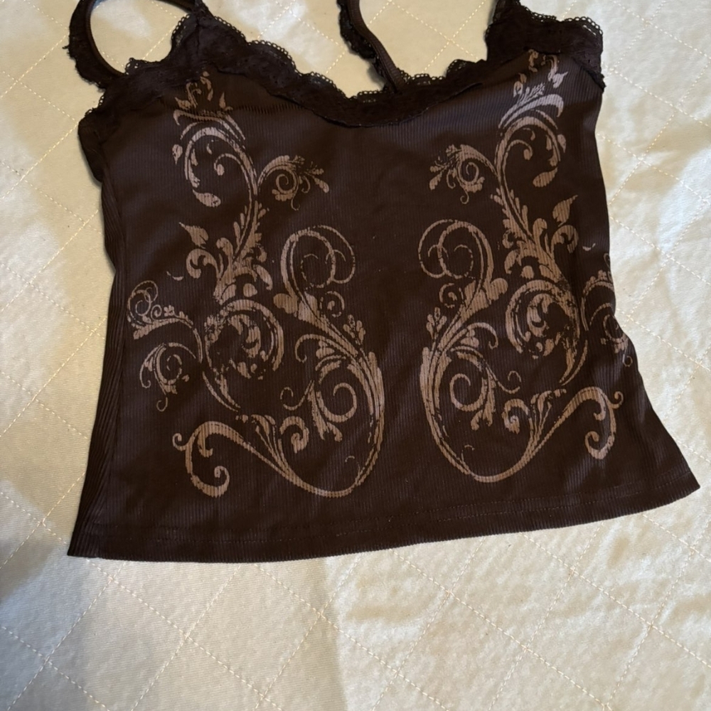 Black Lace Trimmed Women's Top